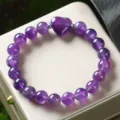 Bracciale in cristallo con perline a cuore di ametista naturale gioielli di coppia alla moda - Ametista