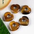 Pendente a cuore in pietra naturale con foro centrale accessorio per gioielli fai da te pezzi. - Occhio di Tigre (1 Pezzo)