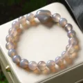 Natural gray agate chalcedony heart bead bracelet fashion gemstone jewelry for couples - Grey Agate