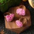 Anelli regolabili in pietra grezza di cristallo rosa naturale fatti a mano donna - Anello in Pietra Naturale / Pietra Rossa Rosa Galvanica