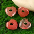 Pendentif en cristal naturel forme coeur trou central DIY collier accessoires bijoux - Rouge pastèque synthétique - 1 pièce