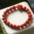 Red Jasper Heart Bead Bracelet Natural Crystal Round Stone Couple Jewelry Gift Accessory - Red Jasper