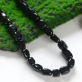 Natural black rectangular gemstone beads for DIY jewelry making with straight hole design. - Obsidian