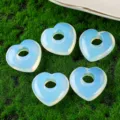 Perles en forme de cœur en opalite percées au centre cristal pendentif DIY bijoux 5 pcs - Opale synthétique (1 pièce)