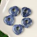 Pendentif cœur en pierre bleue naturelle avec trou central accessoire DIY variante. - Sodalite (1 Pièce)