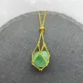 Medium stainless steel 18K gold plated crystal cage pendant necklace with adjustable chain. - Gold - Aventurine
