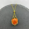 Gold Plated Stainless Steel Wire Wrapped Red Crystal Stone Pendant Necklace for Women - Gold - Red Jasper