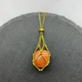 Gold Cage Crystal Pendant Necklace, Stainless Steel 18K Gold Plated Sunstone, Adjustable - Gold - Red Goldstone