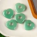 Pendentif cœur en aventurine verte avec trou central accessoire bijou DIY gemme. - Aventurine Verte (1 Pièce)