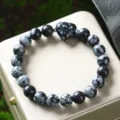 Natural snowflake obsidian heart bracelet fashion round bead crystal jewelry gift for women - Snowflake Obsidian