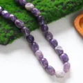 Natural purple gemstone irregular rectangular beads strand for DIY jewelry making. - Amethyst