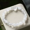 White crystal heart beaded bracelet variant, stylish natural quartz gemstone couple jewelry piece. - White Crystal