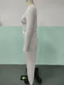 Solid color long sleeve loungewear set casual top and pants for women autumn fashion - XS / Top And Bottom / Light Gray