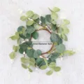 Corona de eucalipto artificial para decoración del hogar, guirlanda de hojas verdes - Diámetro interior 8cm / Corona de Eucalipto Verde Con Bayas Blancas