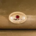 Vintage gold oval brooch with red gemstone center, exquisite palace style accessories SKU - DP131-7 Red