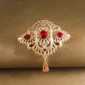 Palace vintage red zirconia brooch exquisite long corsage bridal clothing accessories - DP131-24 Red