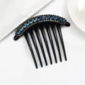 Elegant rhinestone hair comb black plastic insert comb sparkling crystal bun hair accessories for women - Dark Blue CH032
