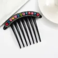 Black rhinestone insert comb for women, stylish colorful crystal hair clip for daily styling. - Colorful CH032