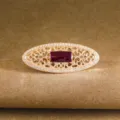 Vintage Gold Red Crystal Zircon Oval Brooch Elegant Women Costume Jewelry Accessory - DP131-28 Red