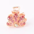 Rose gold rhinestone hair claw clip, small floral metal hair accessory for women styling. - CH001 / Rose Red