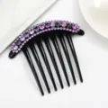 Black rhinestone hair insert comb purple crystal bridal hair clip versatile styling accessory - Deep Purple CH032