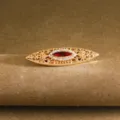 Retro Paleis Stijl Lange Rode Zirkoon Broche Prachtige Goudkleurige Strass Corsage Sieraden - DP131-34 Rood