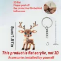2D acrylic Christmas reindeer keychain backpack pendant, cute holiday hanging decoration. - Flat Cartoon Pendant / Christmas Elk Style (G22)