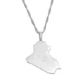 Stainless Steel Iraq Map Pendant Necklace for Men and Women Trendy Jewelry Gift - Silver Iraq