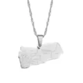 Stainless steel Yemen map pendant necklace, silver geometric country map jewelry variant. - Silver Yemen