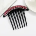Black rhinestone insert comb, elegant pink crystal hair accessory for women styling. - Pink CH032