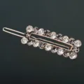 Elegant rhinestone hair clip with crystal and grey stones, sparkling rose gold hairpin accessory for women. - QWJ001 Gray White