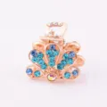 Korean style rhinestone small hair claw clip rose gold blue crystal hairpin for women - CH001 / Blue