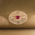 Vintage paleis stijl ovale rode robijn zirkoon broche, prachtige gouden metaal filigraan speld. - DP131-38 Rozerood