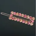 Exquisite crystal hair clip with sparkling pink and champagne rhinestones for daily wear. - QWJ001 Champagne Pink