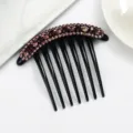 Sparkling rhinestone insert comb for women hair styling, elegant black plastic hair accessory. - Purple CH032