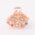 Rose gold rhinestone hair claw clip, sparkling crystal mini hair clamp for women styling. - CH003 / Colorful