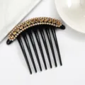Elegant black rhinestone insert hair comb sparkling crystal hair clip for women daily styling - Champagne CH032
