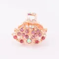 Korean rhinestone hair claw clip, small metal hair accessory with sparkling pink crystals. - CH003 / Rose Red