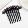 Elegant black rhinestone hair comb with sparkling purple floral crystals, perfect bun insert piece. - Light Purple CH033