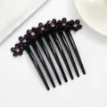 Rhinestone hair comb black insert pin floral crystal hair accessory for women stylish - Deep Purple CH033