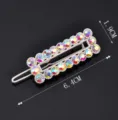 Korean fashion rhinestone hair clip shiny crystal spring barrette for women hair styling - QWJ001 White AB (Matte Silver)