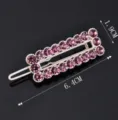 Korean fashion purple crystal hair clip elegant rectangular rhinestone barrette for women hair styling - QWJ001 Purple Red (Matte Silver)