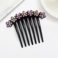 Elegant black rhinestone hair comb with sparkling crystal flowers, perfect for stylish updos. - Rose Red CH033
