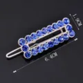 Silver tone metal hair clip featuring sparkling blue rhinestones elegant spring design 6.4cm - QWJ001 Blue (Matte Silver)