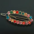 Stylish Korean crystal hair clip colorful rhinestone spring barrette for women elegant hair accessories - QWJ002 Colorful