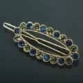 Fashion crystal rhinestone hair clip for women, elegant gold metal spring hairpin accessories. - QWJ002 Dark Blue Gray