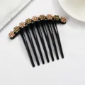Black rhinestone insert comb for women, stylish crystal hair pin and bun clip accessory. - Champagne FS001
