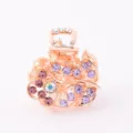 Korean style rose gold rhinestone small hair claw clip for women elegant hair accessories - CH004 / Purple