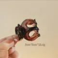 Brown frosted hair claw clip for women, compact size 5cm with strong metal spring hold. - 11#