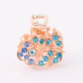 Korean style rhinestone hair claw clip small crystal metal hair catch hairpin for women daily use - CH004 / Blue
